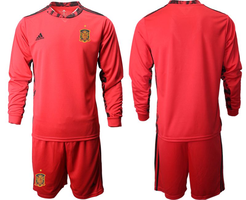 Men 2021 World Cup National Spain red goalkeeper long sleeve Soccer Jerseys->->Soccer Country Jersey